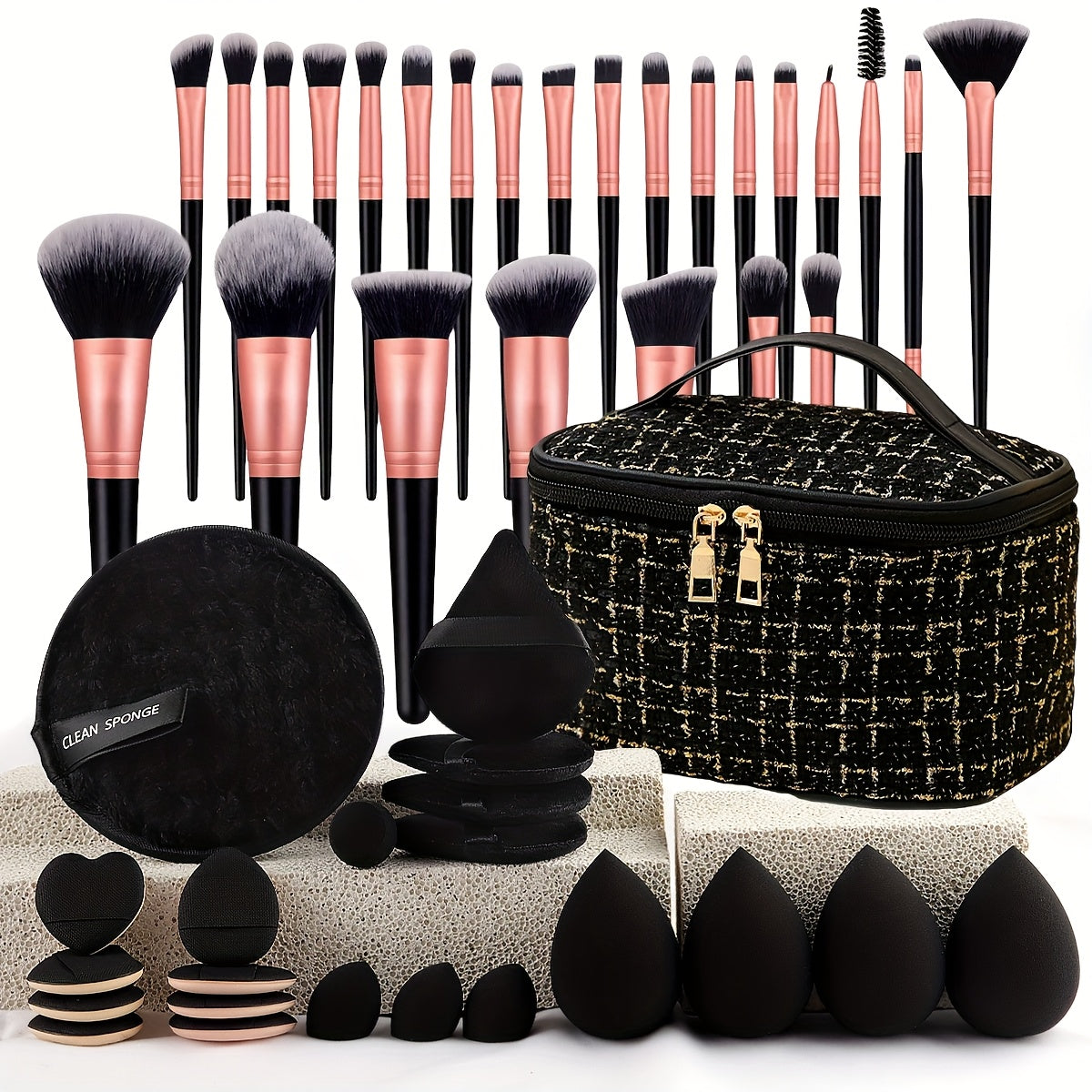 Brushaé™ Supreme Makeup Brush Set – 20/40-Piece Ultra-Soft Face & Eye Tools with Sponges & Travel Case
