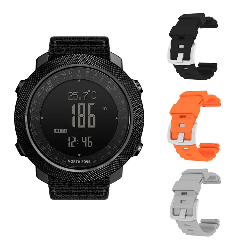 Men's sport Digital watch Hours NORTH EDGE APACHE 3 – Rugged Outdoor Smartwatch with Altimeter, Compass, Barometer & More