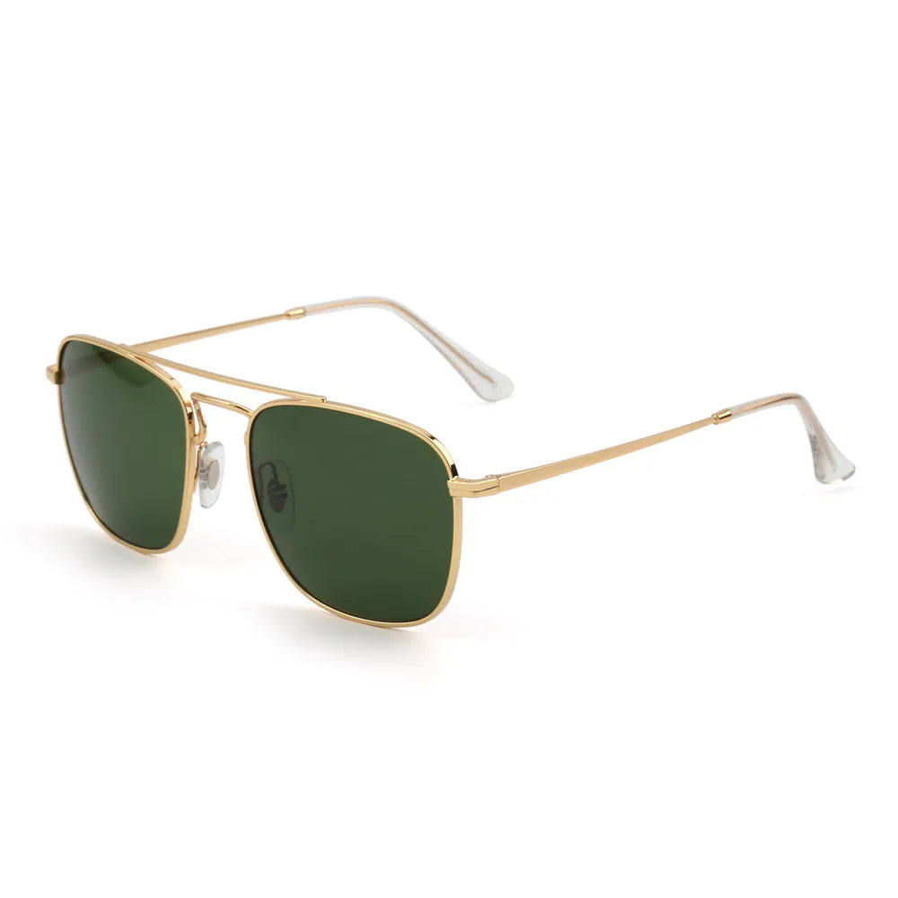 Fashion Glass Lenses Men Women Square Sunglasses Brand Designer Metal Frame UV400
