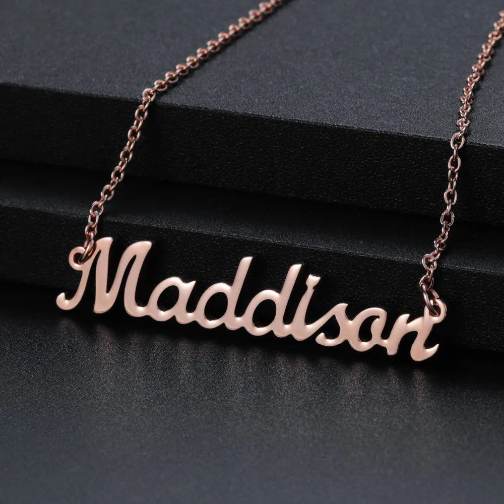 Personalized Name Necklace Gold Stainless Steel Name Necklace Customized Name Necklaces,Custom Pendant, Charm Women Jewelry Gift