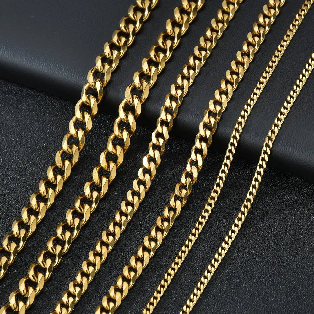 3.5-7MM Wide Stainless Steel Necklaces For Men Punk Cuban Link Chain Choker Women Hip Hop Fashion Party Jewelry Accessories