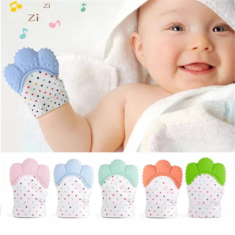 Silicone Baby Teether Pacifier Gloves Mittens Teething Chewable Newborn Nursing Teether Infant BPA Free Soft Sucking Fingers Toy