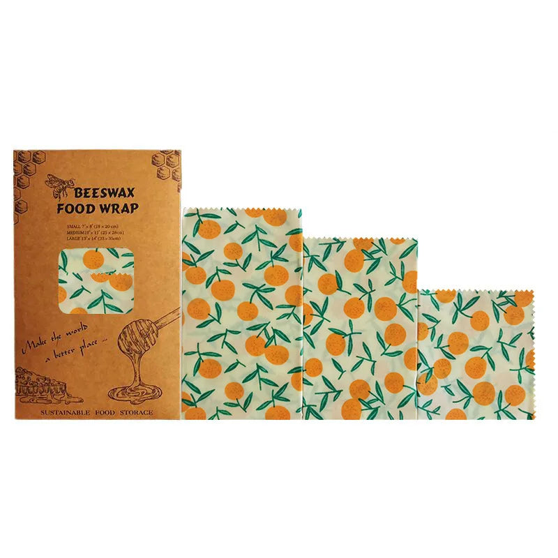 3PCS Set Reusable Organic Beeswax Food Wrap for Fresh Keeping and Eco Friendly Kitchen Plastic Packaging Paper Food Packaging