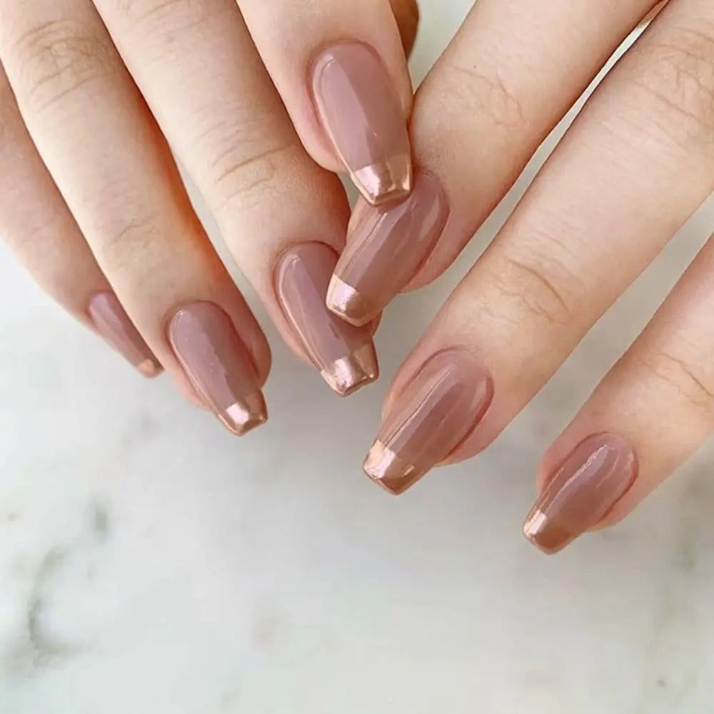 24PCS waterproof French Ombre Press-On Nails