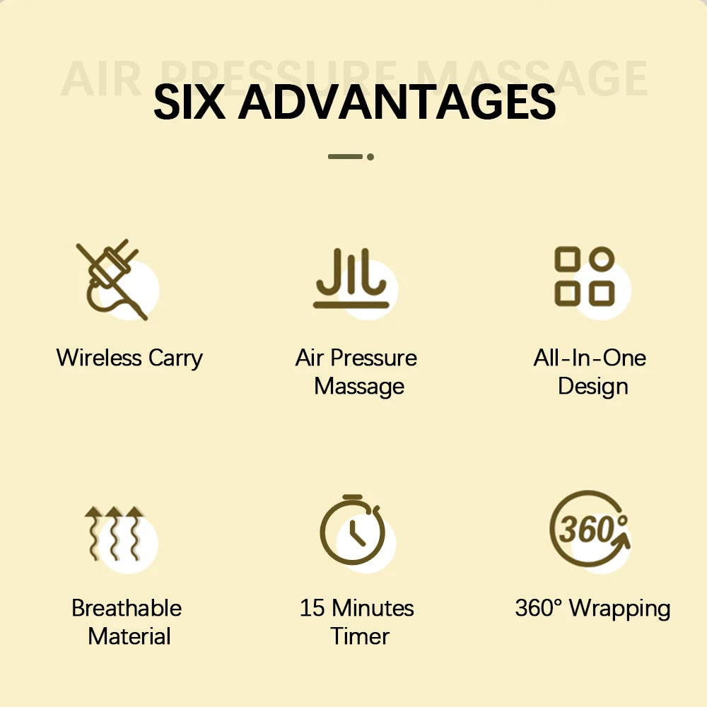 Electric Leg Massager Wireless Rechargeable Air Compression Leg Calf Massage for Relax Leg Muscles 360° Air Pressure Leg Massage