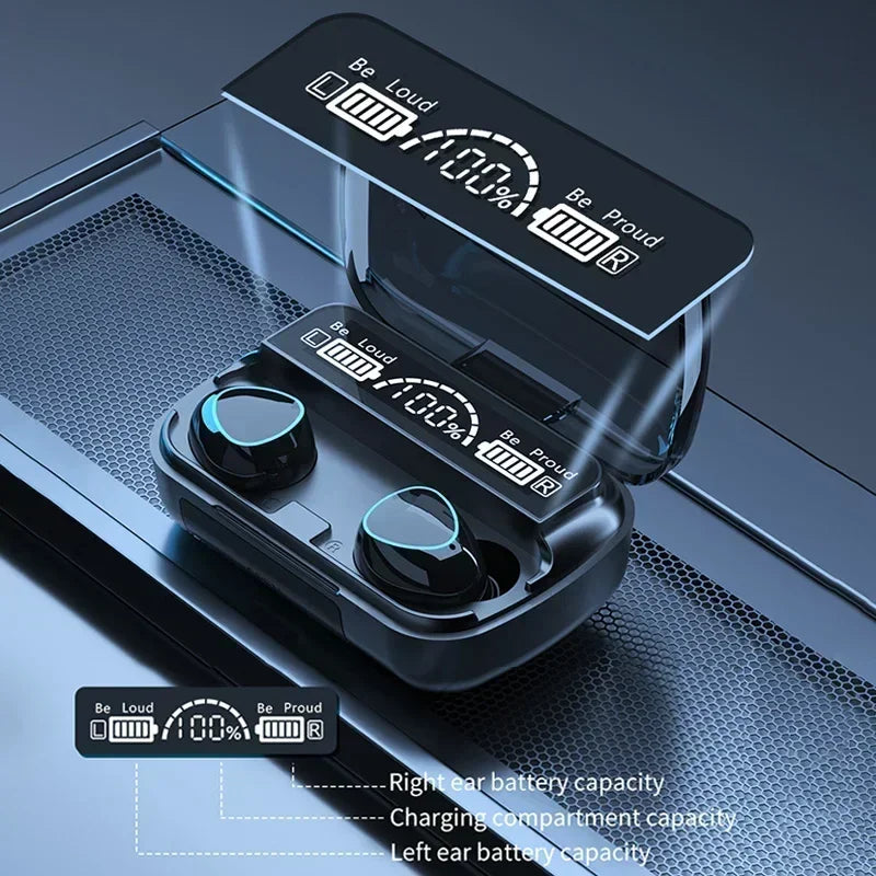 M10 Pro Bluetooth Earbuds – HiFi Stereo Sound with LED Display & Waterproof Design
