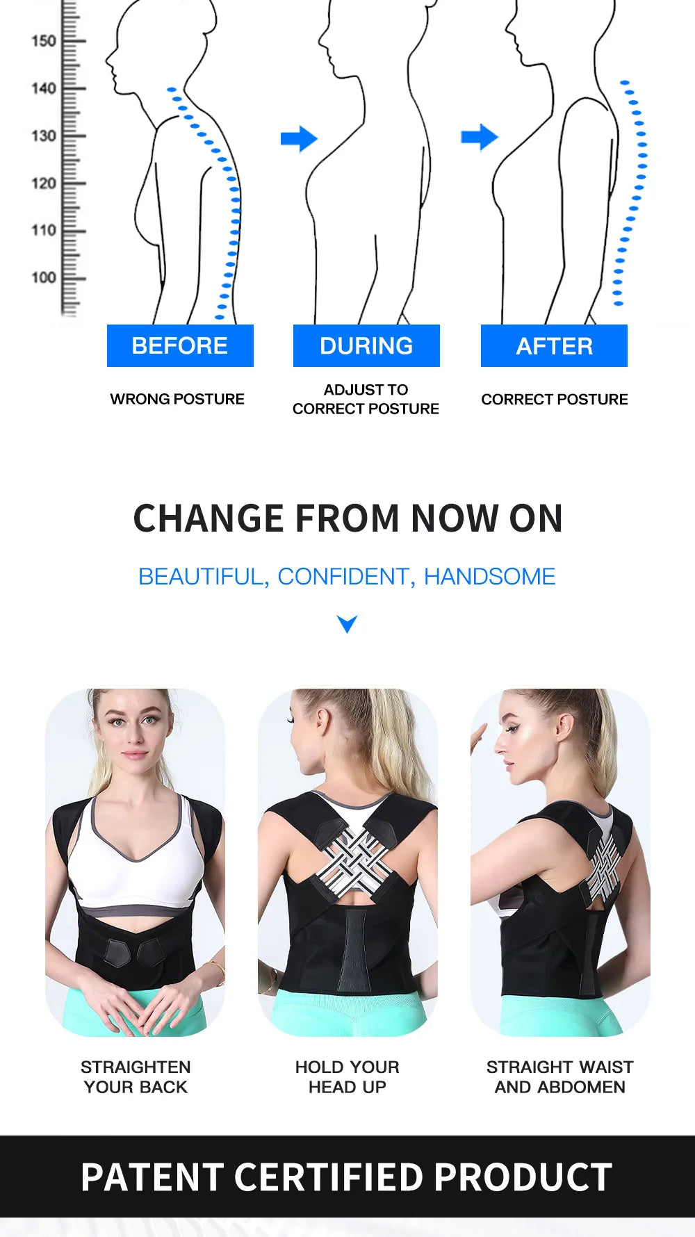 Adjustable Back Posture Corrector Belt Women Men Prevent Slouching Relieve Pain Posture Corrector
