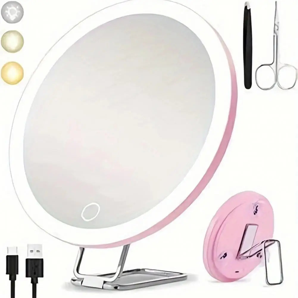 10/20/30X Magnifying Mirror With LED Light Tweezers 360 Degrees Rotary Wall Hanging Desktop Magnified Makeup Vanity Mirror Home