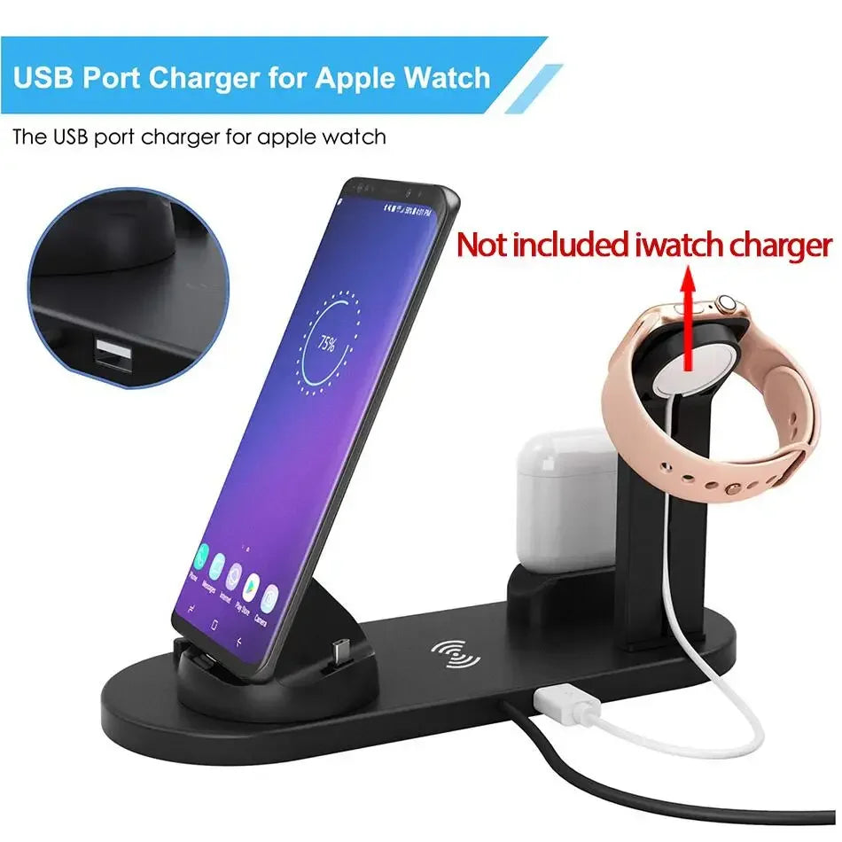 30W 7 in 1 Wireless Charger Stand Pad For iPhone 16 15 14 Pro Max Apple Watch Airpods Pro iWatch 8 7 Fast Charging Dock Station