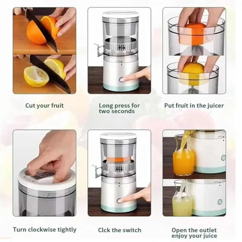 Portable Electric Juicer Multifunction Fruit Juicer Household Orange Lemon Blender USB Charging Kitchen Automatic Fresh Squeezer