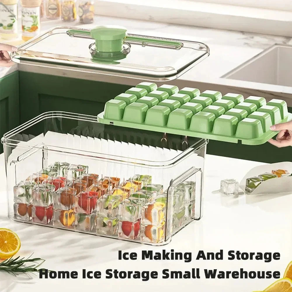 Elegant Ice Storage Tray – Quick-Click Mold for Effortless Ice Making
