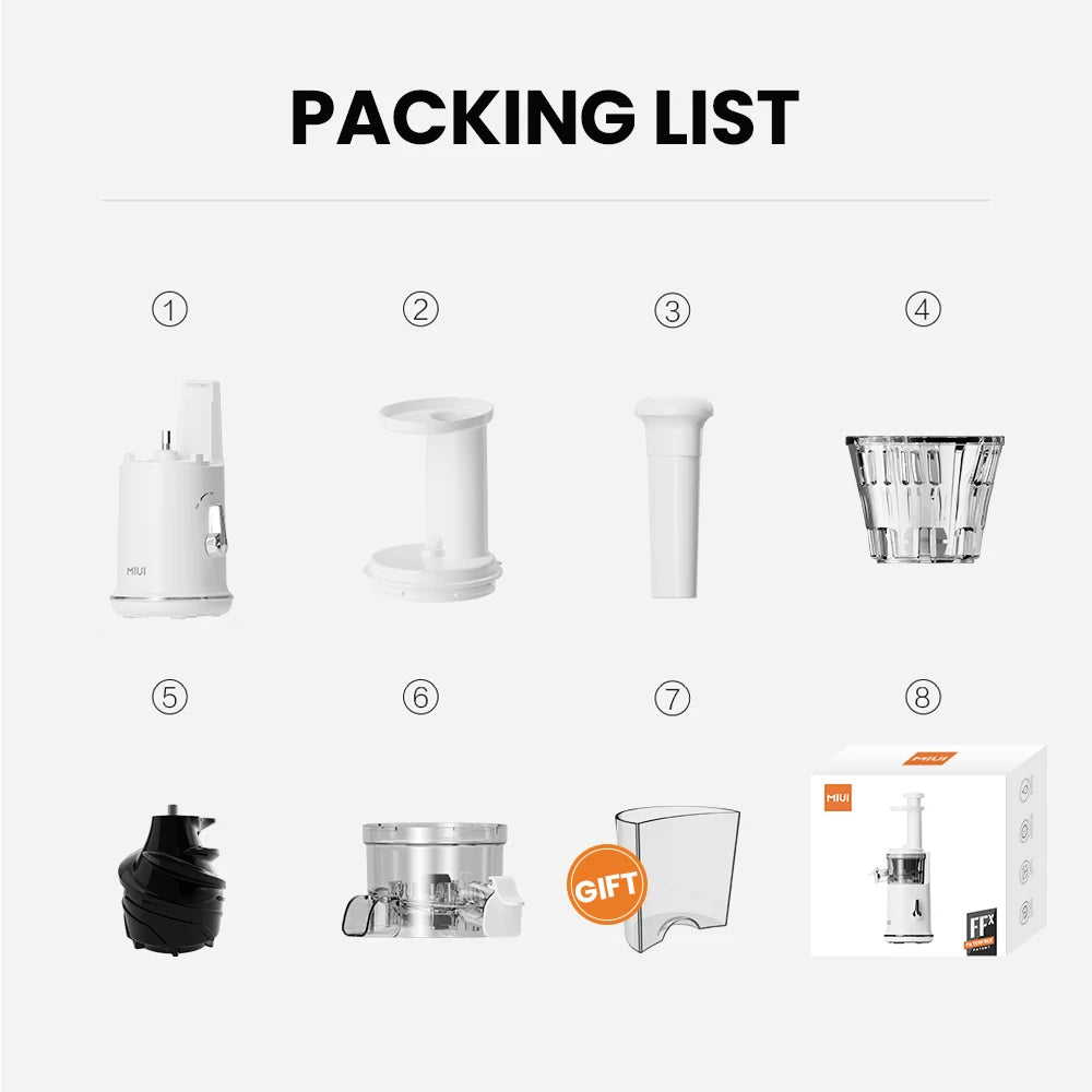 MIUI Petit Slow Juicer Portable Electric Juice Extractor Lemon Fruit Juice Maker Blender Easy Clean Can Make Ice Cream Mini-Pro