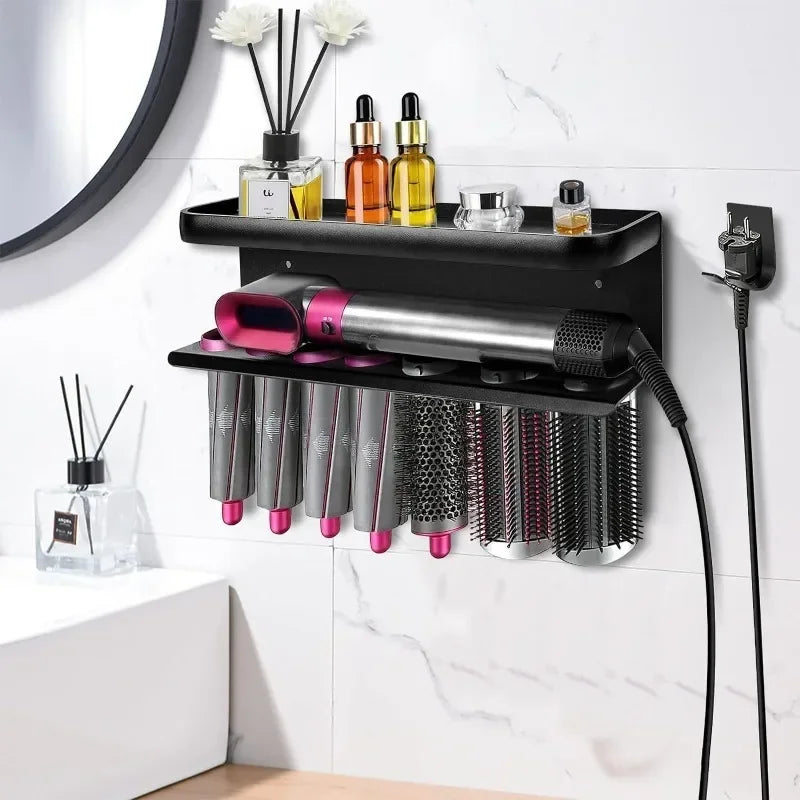Wall Hairdryer Holder Dyson Airwrap Storage Shelf Makeup Storage Rack Dryer Hair Curler Stand Bathroom Organizer Home Accessory