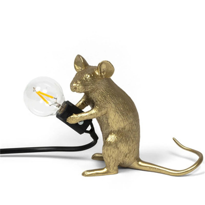 Nordic LED Table Lights Resin Animal Mouse Rat Cat Squirrel LED Night Lights Table Lamps Home Decor Desk Lamp Lighting Fixtures