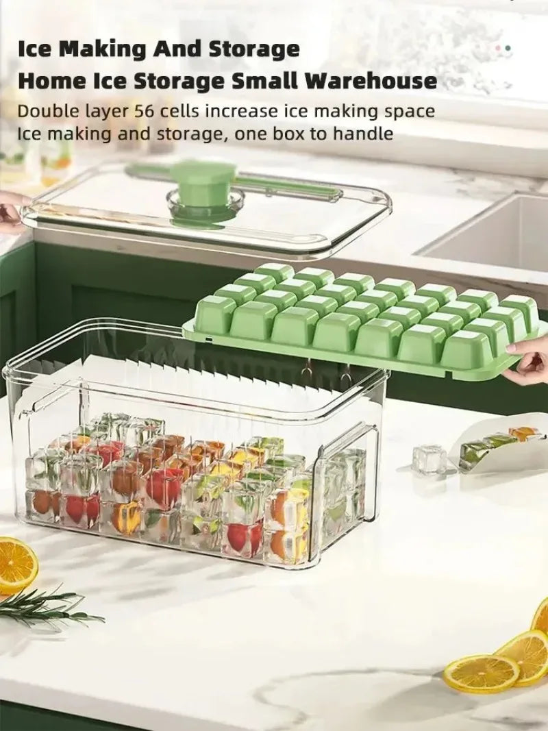 Elegant Ice Storage Tray – Quick-Click Mold for Effortless Ice Making