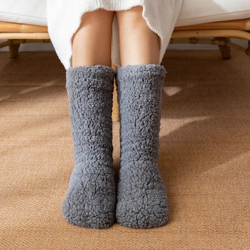 Thickened Thermal Socks Women Winter Warm Home Soft Thickened Plus Velvet Sleeping Anti Slip Floor Slipper Sock Halloween Gift