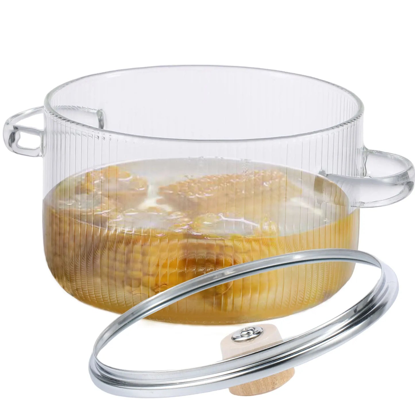 Glass Cooking Pot with Lid – 1.6L Heat-Resistant Borosilicate Glass Saucepan