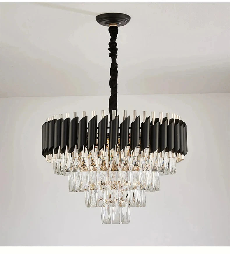 Villa Luxury Living Room Chandelier K9 Crystal Restaurant Pendant Lights Modern Ceiling Chandelier Dining Table Indoor Home Lamp