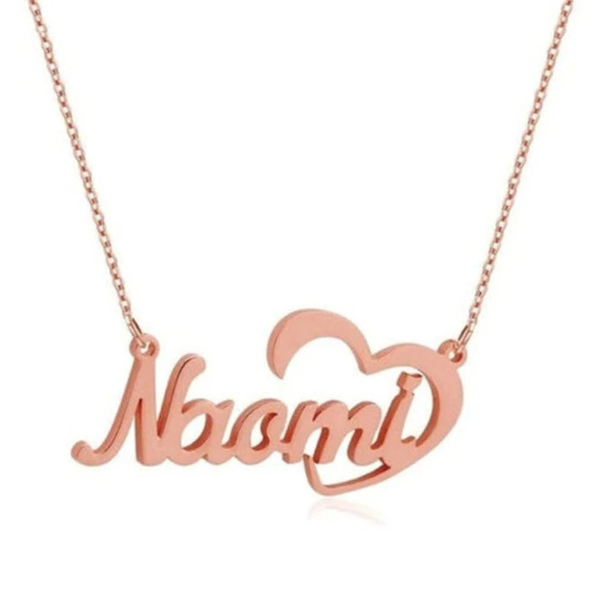 Personalized Custom Name Necklace for Women Stainless Steel Heart Pendant Necklace Choker Jewelry Birthday Gift for Wife