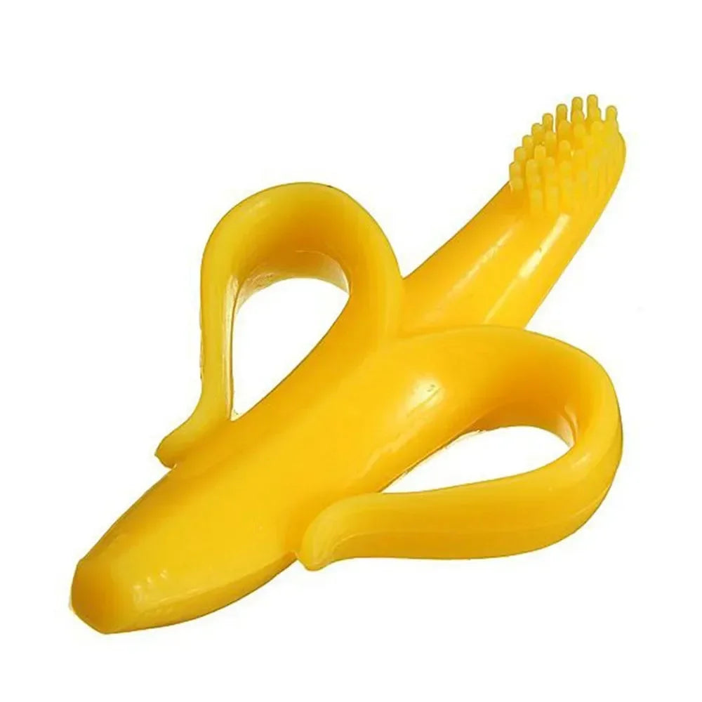 Baby Silicone Training Toothbrush BPA Free Banana Shape Safe Toddle Teether Chew Toys Teething Ring Gift For Infant Chewing