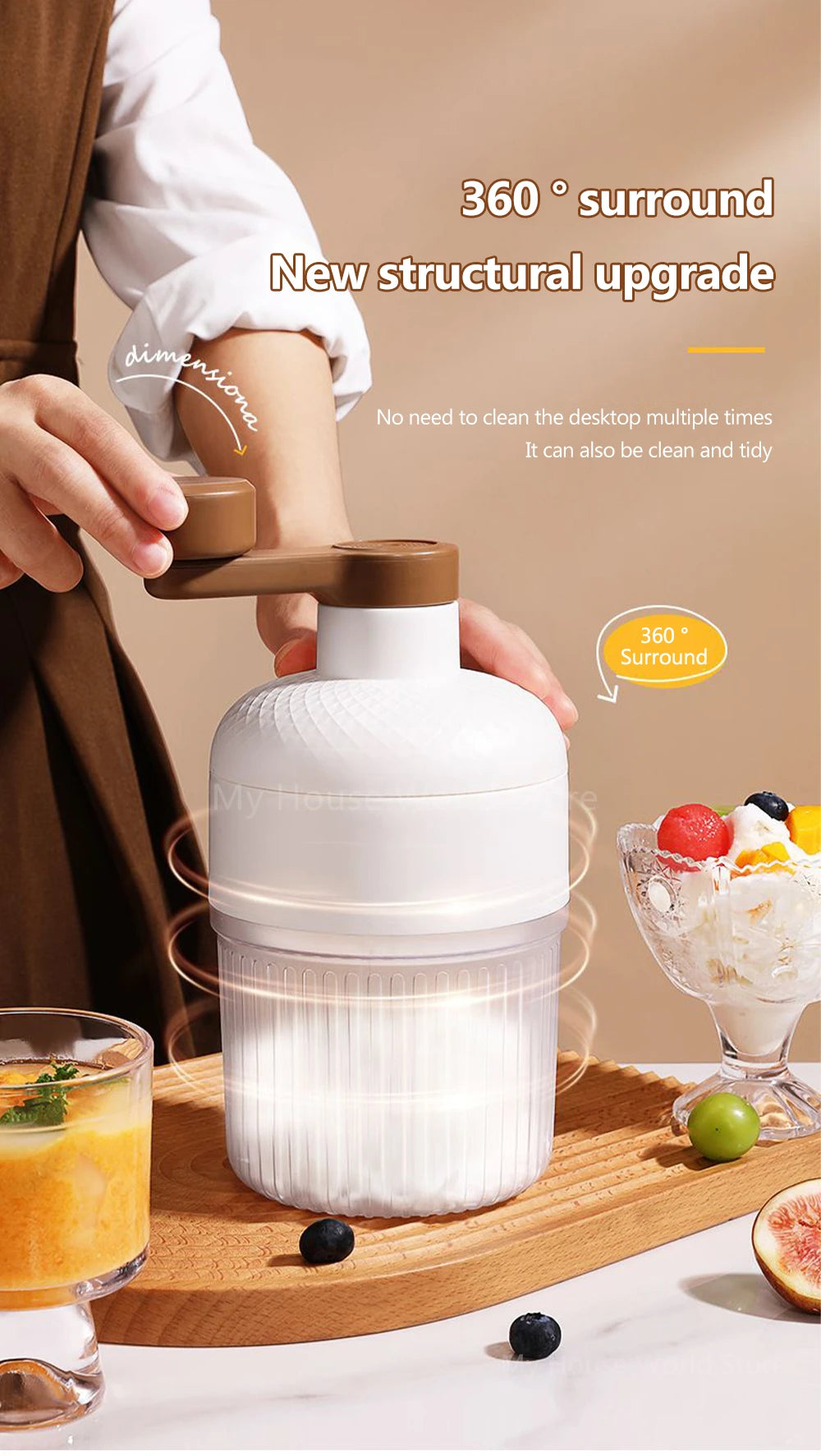 Shaved Ice Machine Mini Ice Crusher Hand Operated Shaved Ice Milkshake Maker Household Portable Small Hail Machine Kitchen Tool