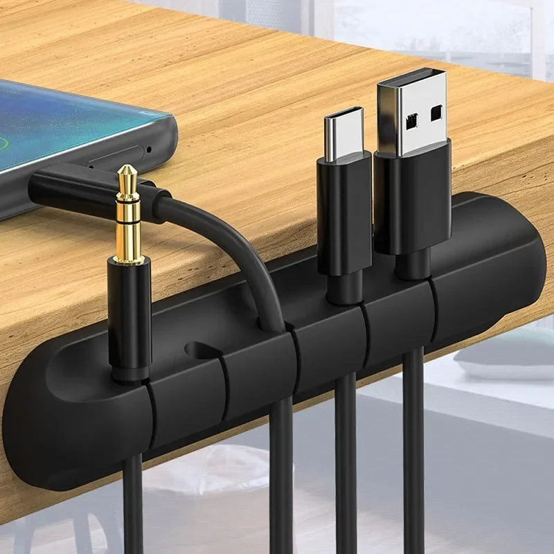 LuxeHold™ Cable Organizer Set – Elegant Silicone Cord Management for the Modern Workspace