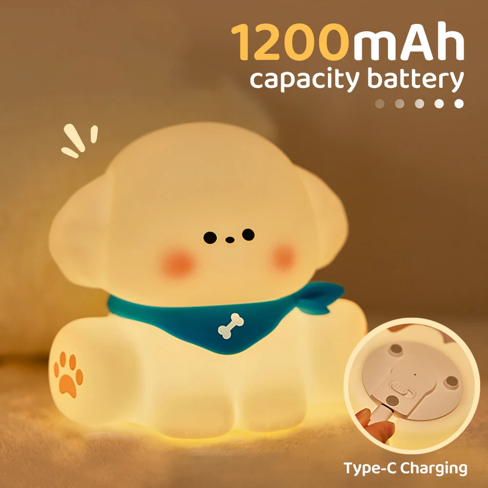 Baby Night Light – Rechargeable Dog Shaped Nursery Lamp with Touch Control & Timer