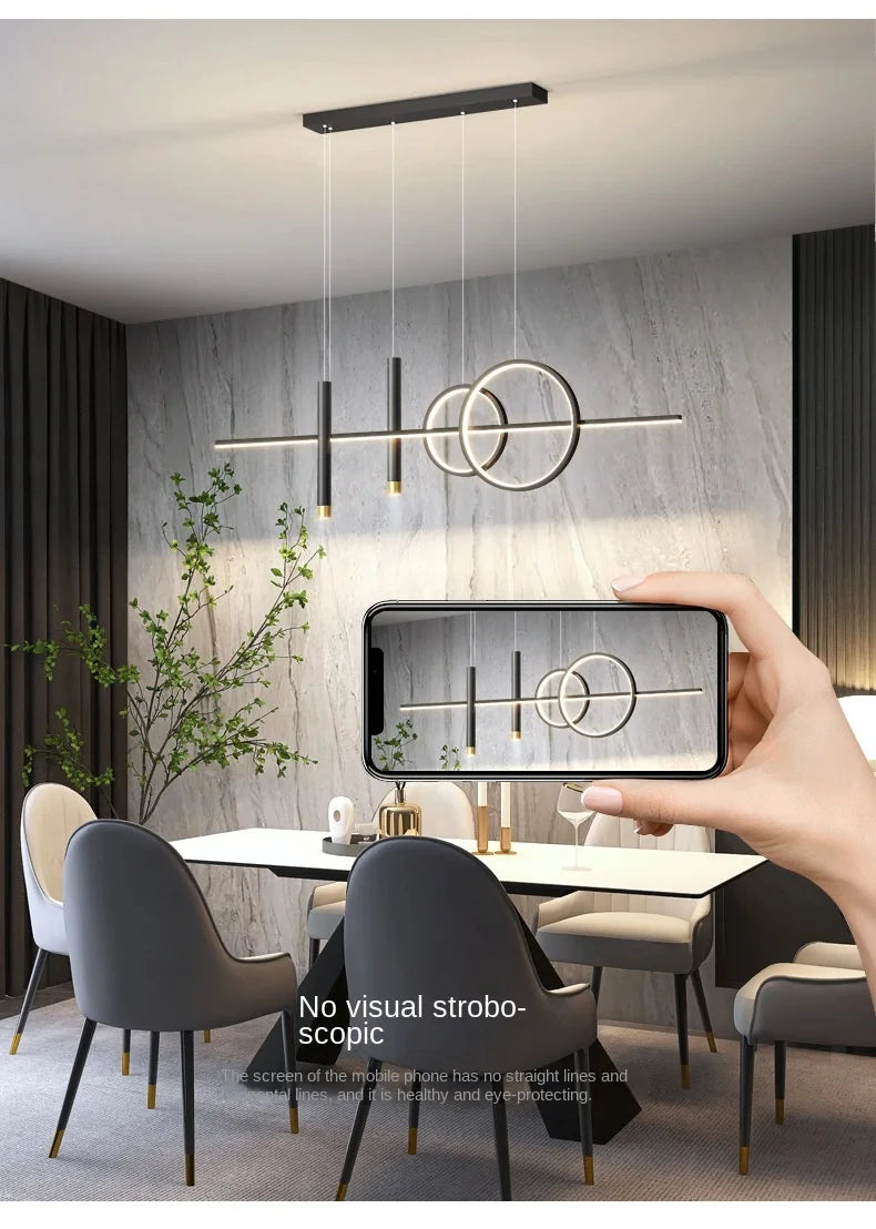 Modern Dining Room Pendant Light LED Smart Remote Control Dining Table Hanging Lamp Luxury Lustre Home Indoor Decor Chandelier