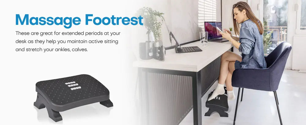 Under Desk Footrest Ergonomic Foot Stool with Massage Rollers Max-Load 120Lbs Desk Leg Rest Pain Relief for Home Office Work