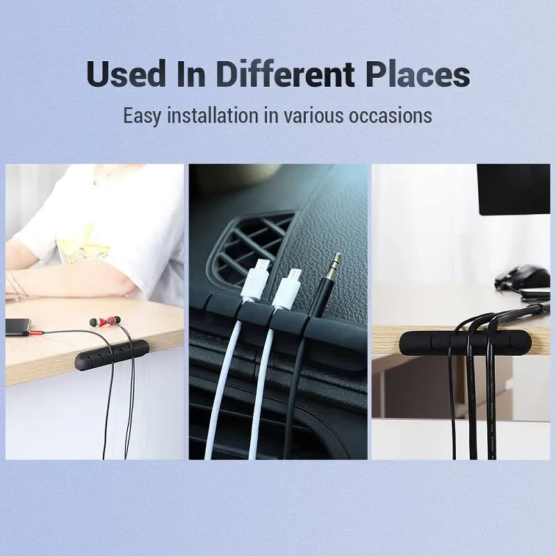 LuxeHold™ Cable Organizer Set – Elegant Silicone Cord Management for the Modern Workspace