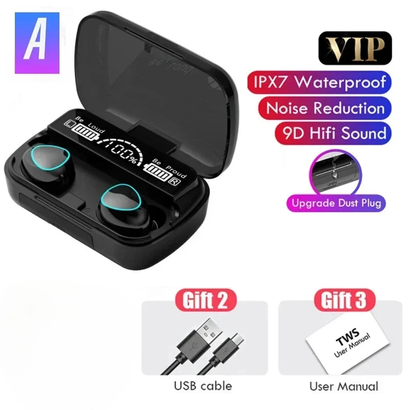 M10 Pro Bluetooth Earbuds – HiFi Stereo Sound with LED Display & Waterproof Design