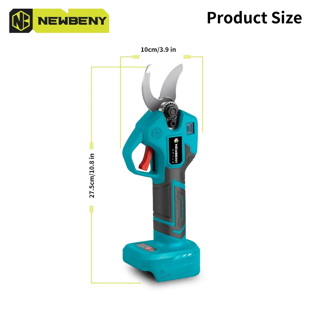 NEWBENY 30mm Brushless Electric Pruning Shears 4 Gear Cordless Garden Fruit Tree Bonsai Beautify Tool For 18V-21V Battery