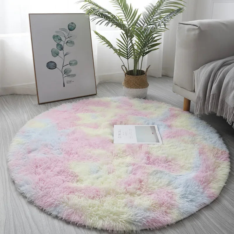 Soft Luxe Round Carpet – Fluffy White Rug for Living Room, Kid’s Room & More