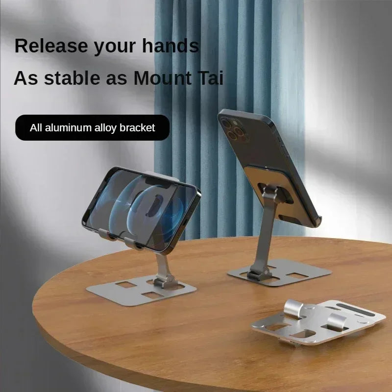 AeroStand™ Universal Aluminum Tablet & Phone Holder – Premium Adjustable Folding Desktop Mount