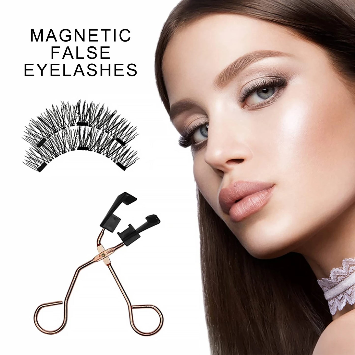 8pcs Magnetic Eyelashes Glue-free cluster lashes reusable false eyelash Eye Lash for Eye-Lifting Effect DIY Makeup Use