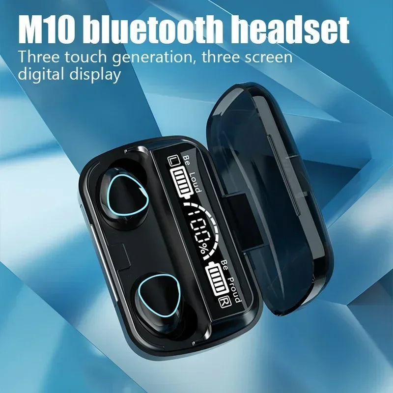 M10 Pro Bluetooth Earbuds – HiFi Stereo Sound with LED Display & Waterproof Design