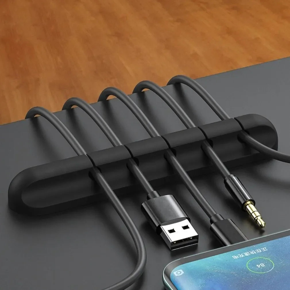 LuxeHold™ Cable Organizer Set – Elegant Silicone Cord Management for the Modern Workspace