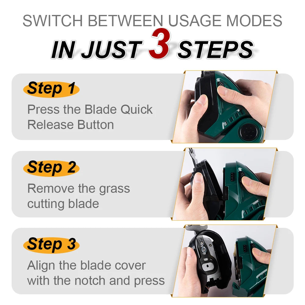 NEWBENY 2 IN 1 Electric Hedge Trimmer Cordless Portable High Power Household Lawn Mower Rechargeable Pruner Weeding Garden Tools