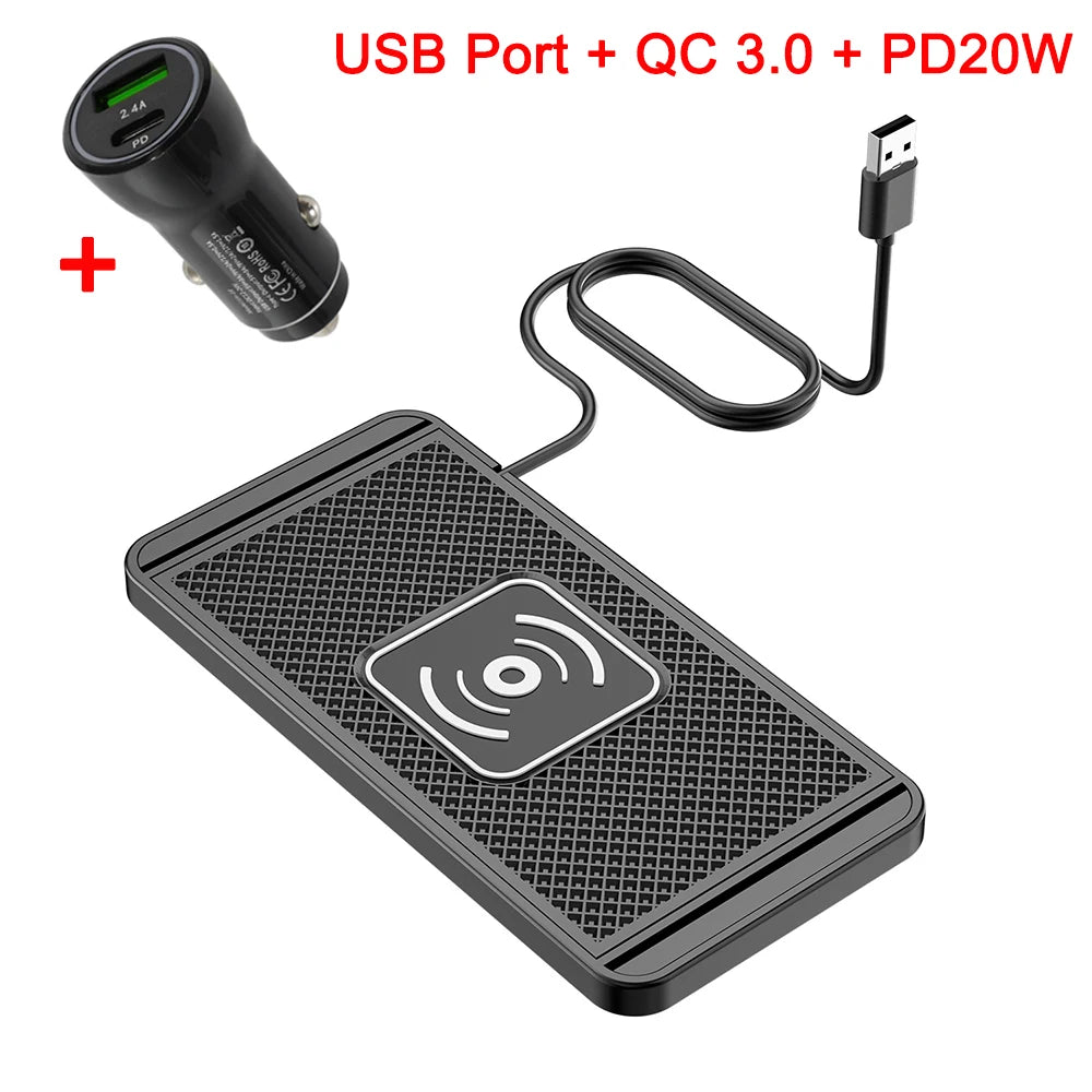 Car Wireless Charger Non-Slip Pad Silicone Fast Charging Wireless Charger for Car for IPhone 15 14 Xiaomi Huawei Samsung S23 S22