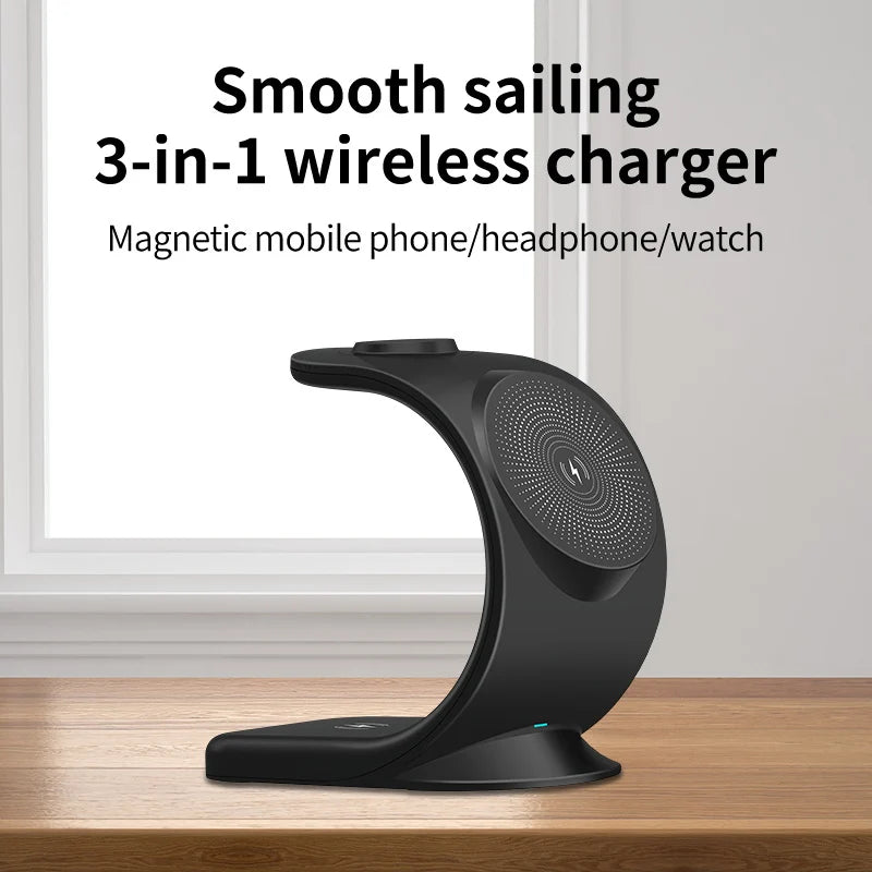 New Magnetic 3 in 1 Wireless Charger for Smart Phone/12 5-15W Wireless Charging Station for Watch/Earphones Phone Holder/Bracket