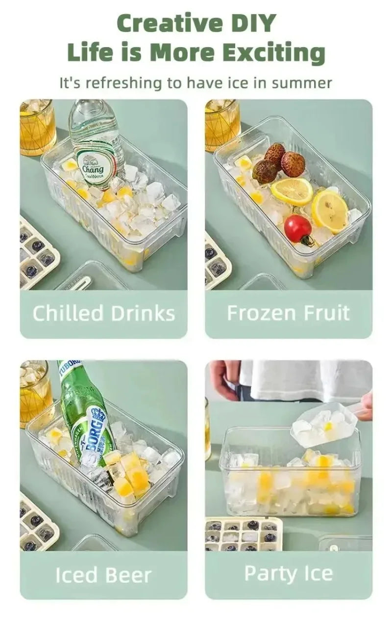Elegant Ice Storage Tray – Quick-Click Mold for Effortless Ice Making