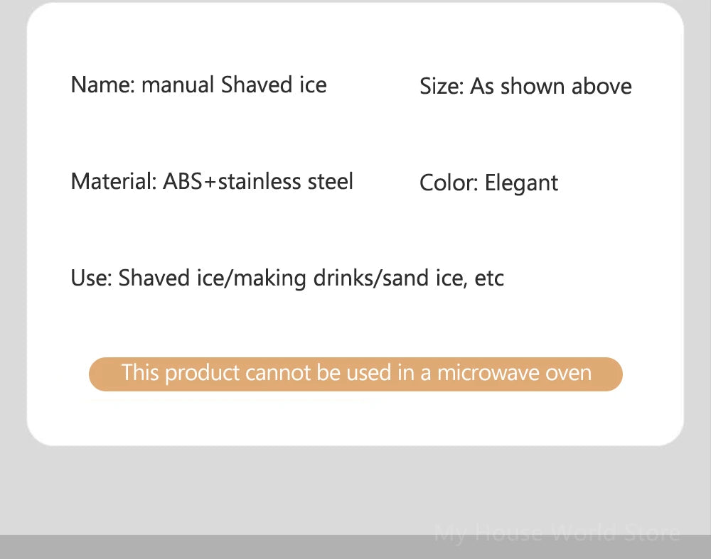 Shaved Ice Machine Mini Ice Crusher Hand Operated Shaved Ice Milkshake Maker Household Portable Small Hail Machine Kitchen Tool