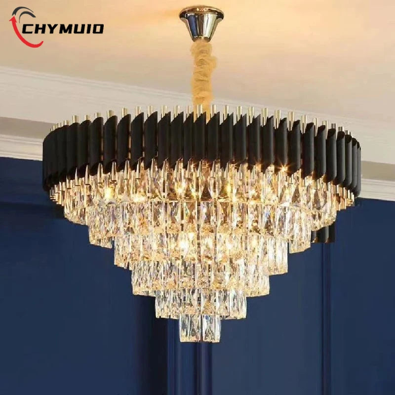 Villa Luxury Living Room Chandelier K9 Crystal Restaurant Pendant Lights Modern Ceiling Chandelier Dining Table Indoor Home Lamp