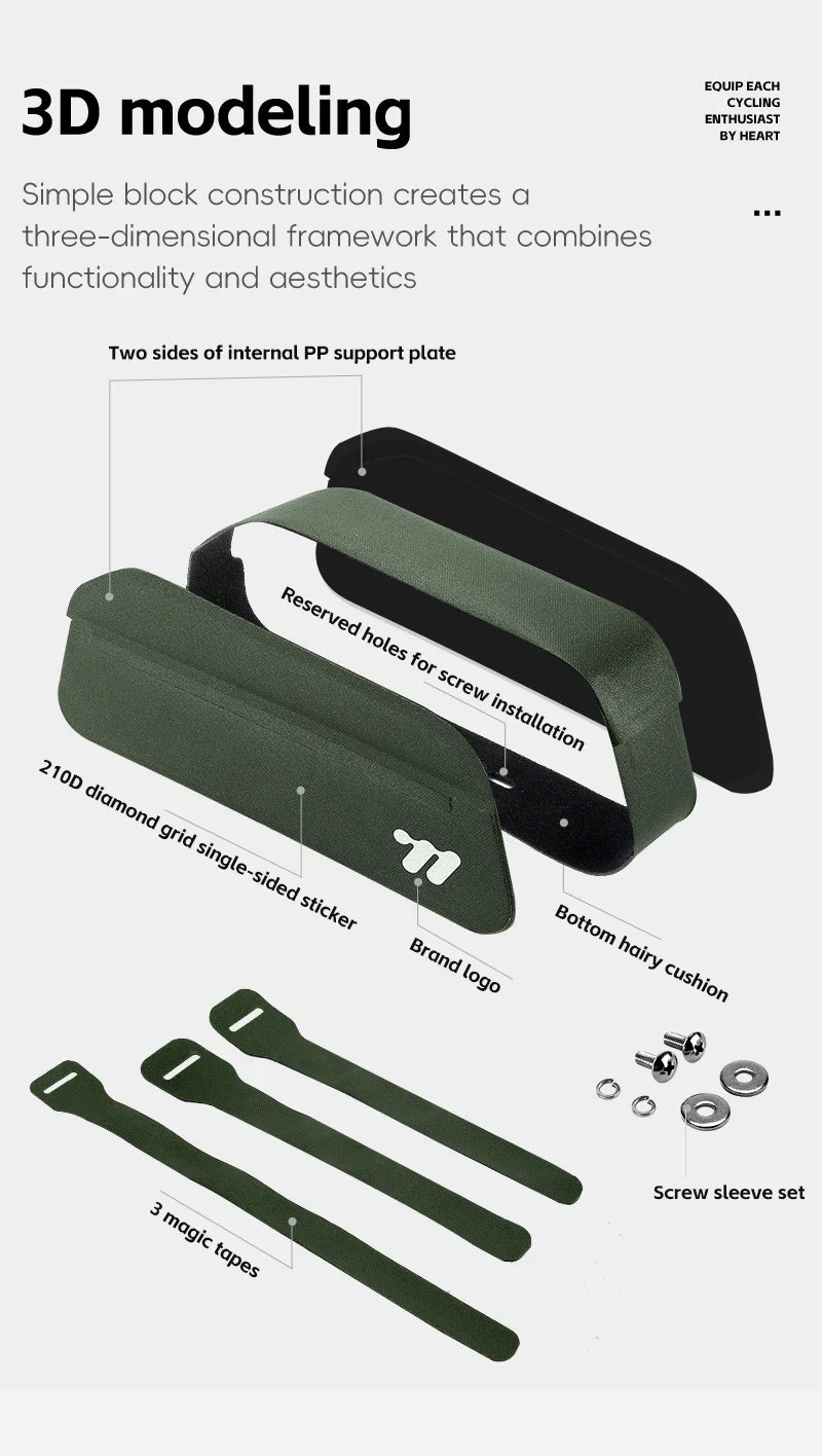 WEST BIKING Waterproof Bicycle Top Tube Bag Lightweight Bike Frame Pack Durable Cycling Storage Bag for Mountain and Road Bikes