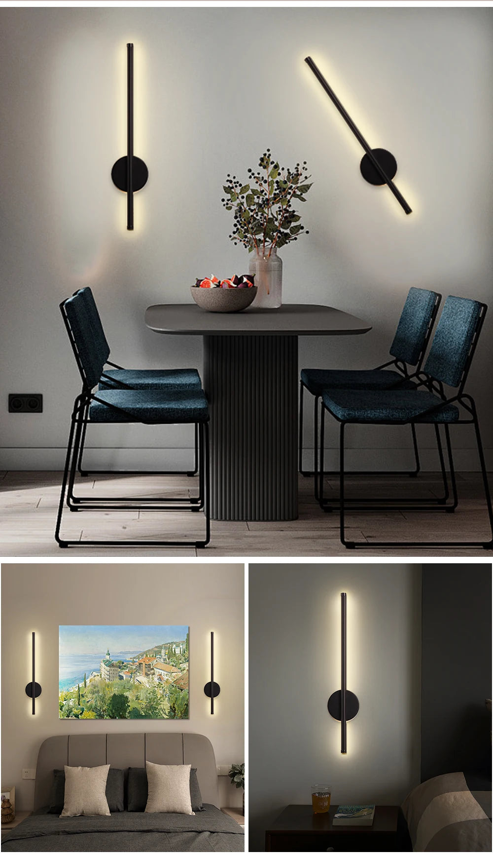 2 Pack Rechargeable Wall lights Interior Wall Sconces 80cm 50cm LED Wall Light with Remote Control for Gameroom Pegboard Bedroom