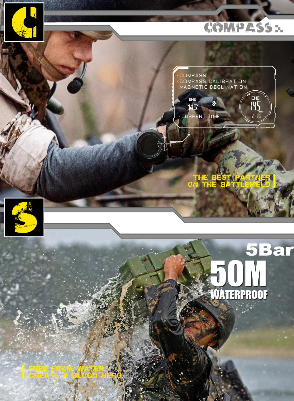Men's sport Digital watch Hours NORTH EDGE APACHE 3 – Rugged Outdoor Smartwatch with Altimeter, Compass, Barometer & More