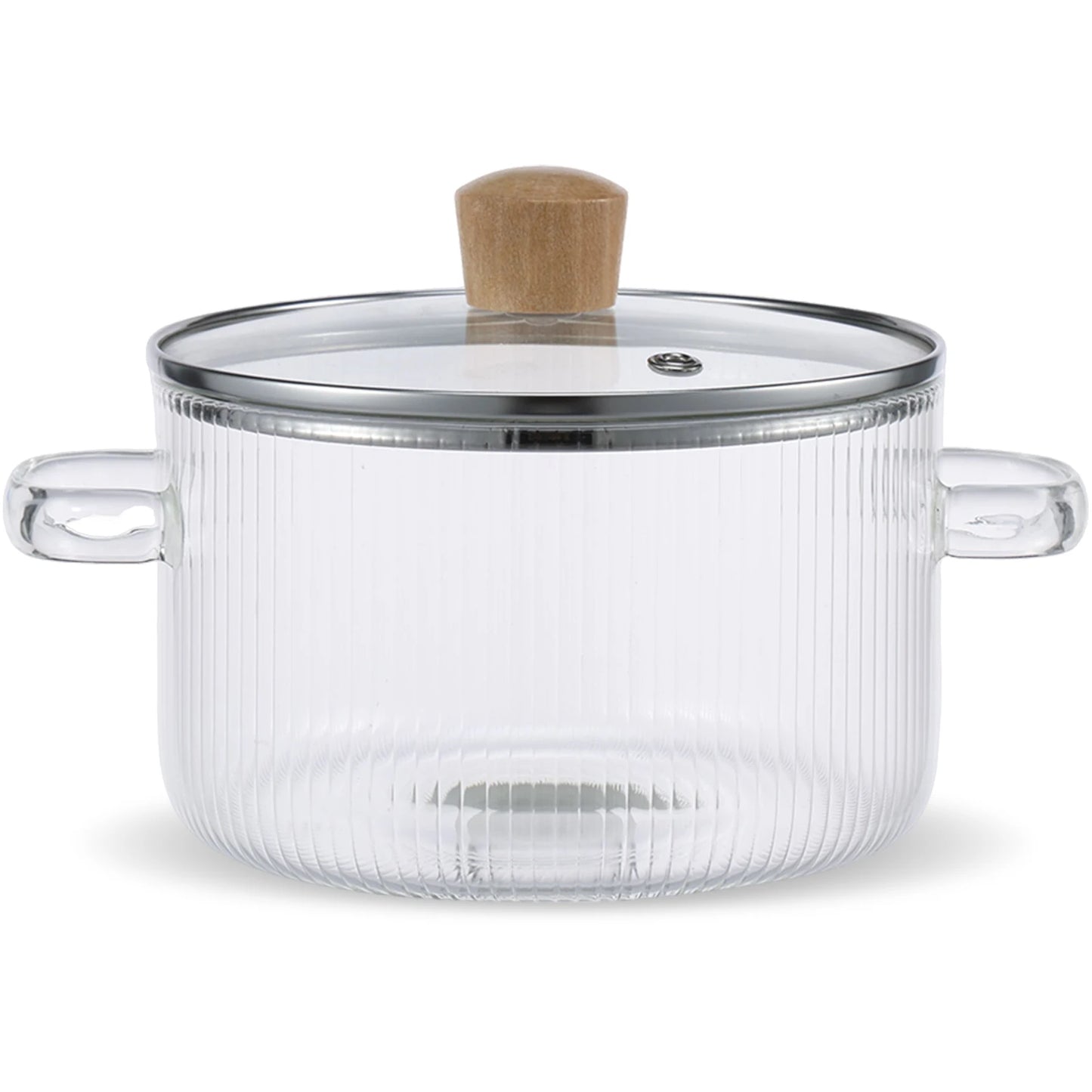 Glass Cooking Pot with Lid – 1.6L Heat-Resistant Borosilicate Glass Saucepan