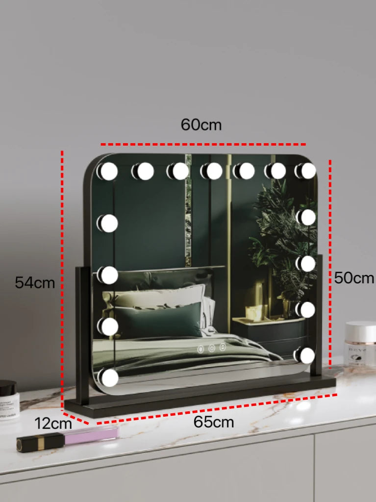 Vanity Mirror with Lights 25.59''x21.25''Makeup Mirror with Lights Touch Screen with 3 Color Lighting Dimmable for Desk Tabletop
