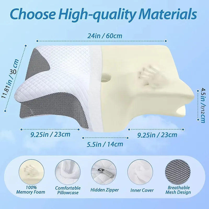 Pulatree Cervical Pillow for Neck & Shoulder Pain Relief Ergonomic Memory Foam Pillow Suitable for Different Sleeping Postures