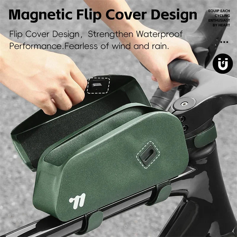 WEST BIKING Waterproof Bicycle Top Tube Bag Lightweight Bike Frame Pack Durable Cycling Storage Bag for Mountain and Road Bikes